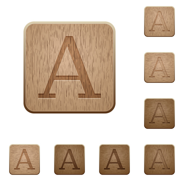 Lettertype houten knoppen - Vector, afbeelding