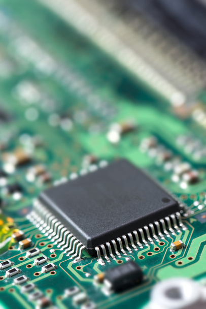 Electronic chip on circuit board - Photo, Image