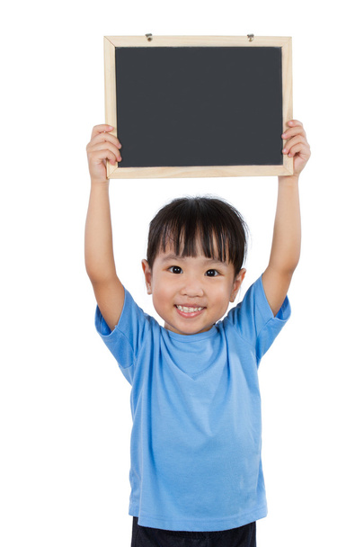 Asian Little Chinese Girl Holding a Blackboard - Photo, image
