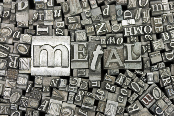 Close up of typeset letters with the word Metal - Photo, Image