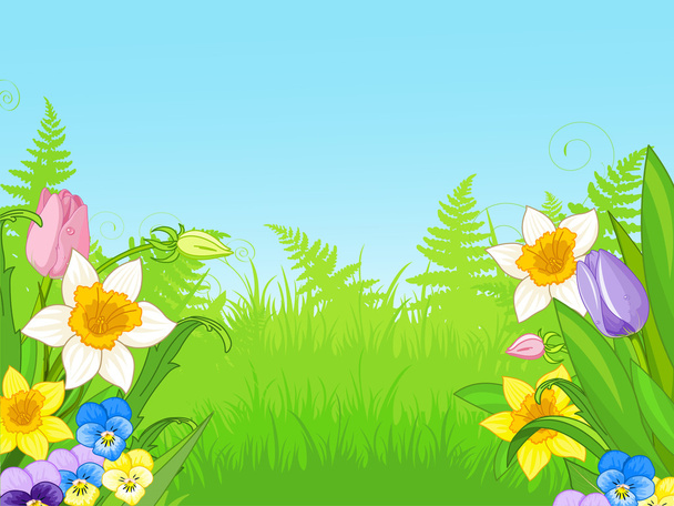 Illustration of meadow of wildflowers - Vector, Image