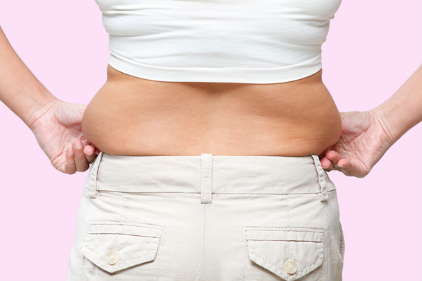 Mujer vientre de grasa corporal
 - Foto, imagen