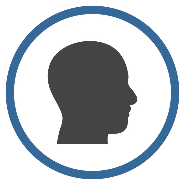 Head Profile Flat Vector Rounded Icon - Vector, Imagen