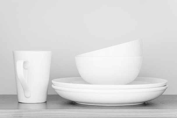 Fehér kávéscsésze és bowl - Fotó, kép