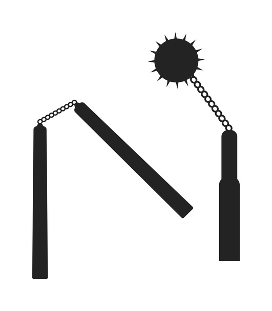 Armes nunchuck icône vectorielle plat silhouette noire
 - Vecteur, image