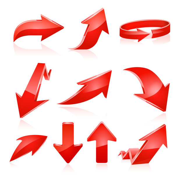 Red arrow icon set. Vector - Vektor, obrázek