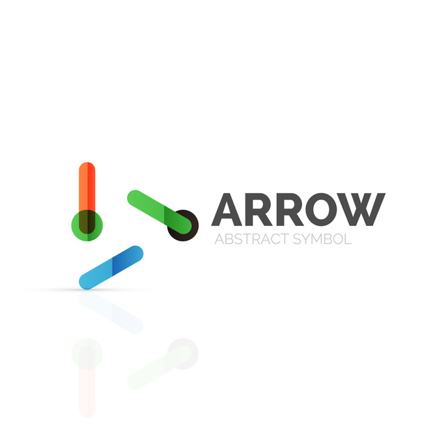 Linear arrow abstract logo, connected multicolored segments of lines in directional pointer figure - Vector, Image