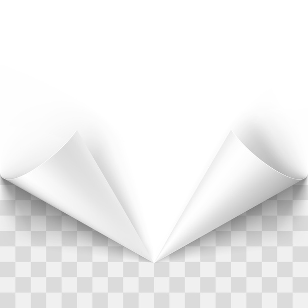 Куточки білих паперів на прозорому тлі для дизайну
 - Вектор, зображення