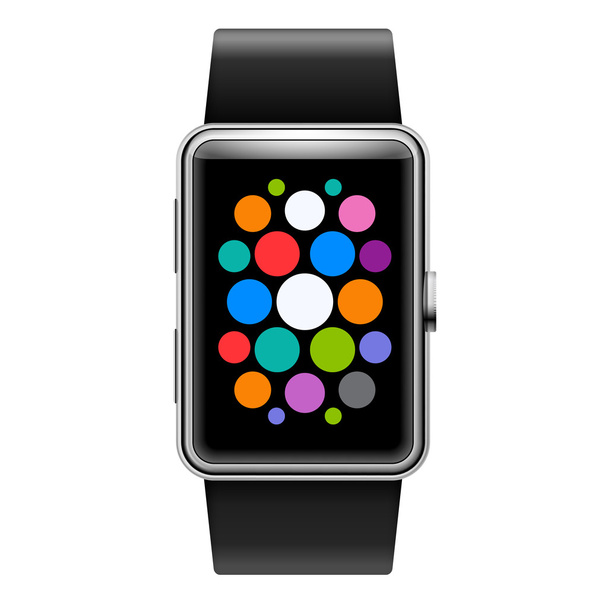 Wearables Device Smart Watch with Color Apps Icons - Wektor, obraz