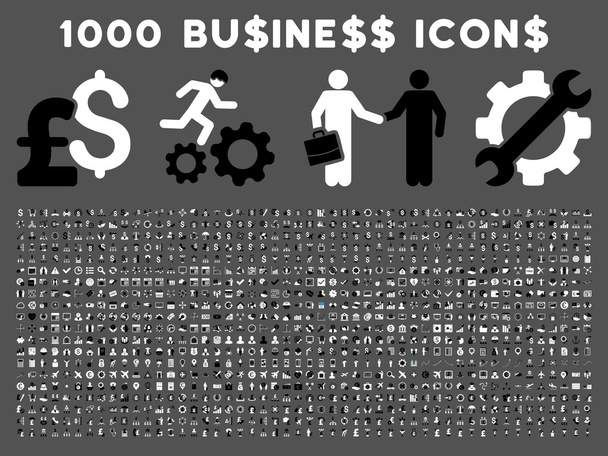 1000 Flat Vector Business Icons - ベクター画像