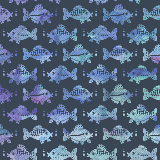 Pattern with fishes silhouettes - Vector, Imagen