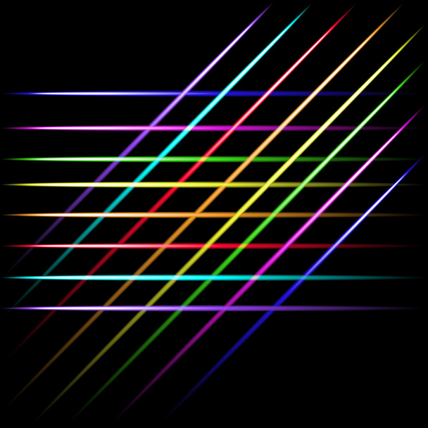 Zanik laserowe neon przecinających się linii, czarne tło - Wektor, obraz
