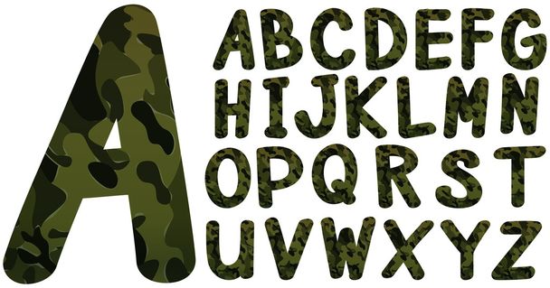Diseño de fuente en inglés con tema militar
 - Vector, Imagen