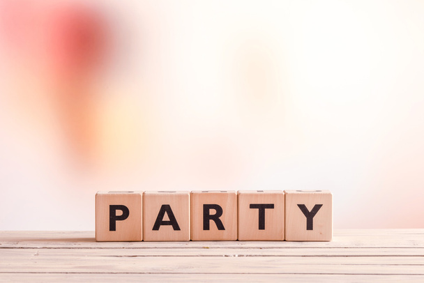 Party sign on an indoor table - Foto, Imagem