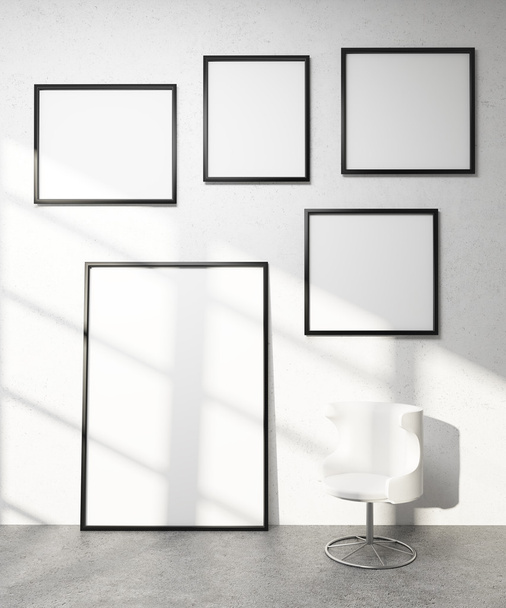 Five frames on wall - Fotoğraf, Görsel