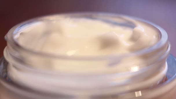 Feminine Hand Taking Skin Care Cream From the Jar Close up - Imágenes, Vídeo