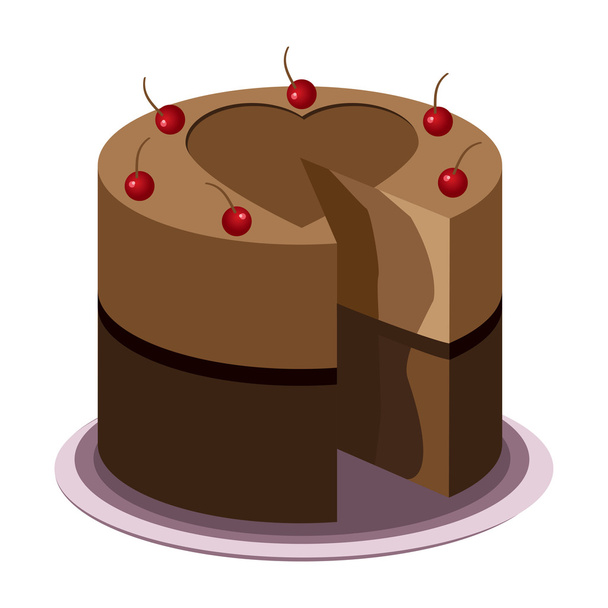 Tasty chocolate cake - Vector, Image