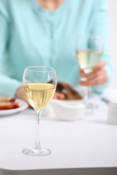 Dinner with glasses of wine  - Фото, зображення