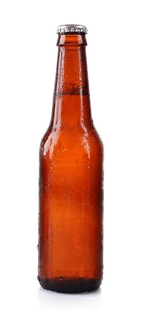 Brown glass bottle with beer - Foto, afbeelding