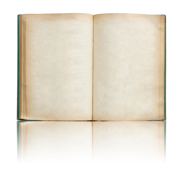 Старая книга открыта на белом фоне
 - Фото, изображение