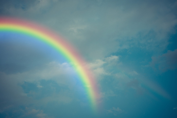 Blue sky cloud with rainbow , process in vintage style - Photo, Image