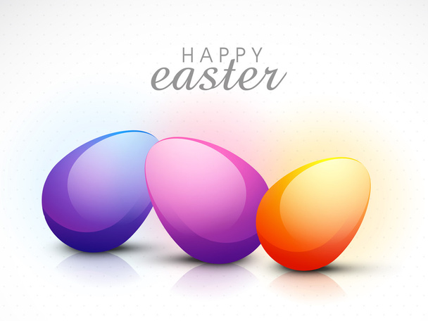 Glossy colorful Eggs for Happy Easter celebration. - Vector, Image