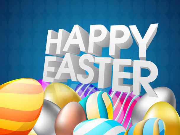 3D text with glossy colorful Eggs for Easter. - Vector, Image