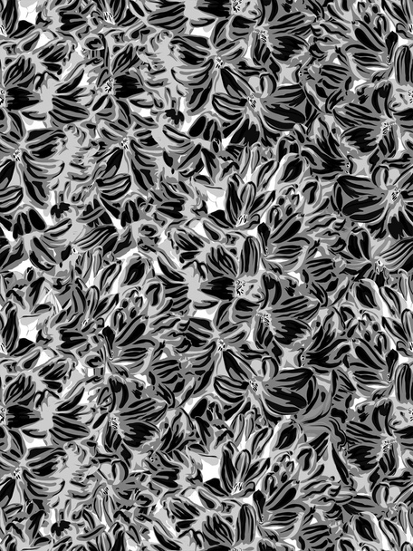 Prachtige zwart-wit, zwart en witte verticale naadloze achtergrond met hyacint.  - Vector, afbeelding