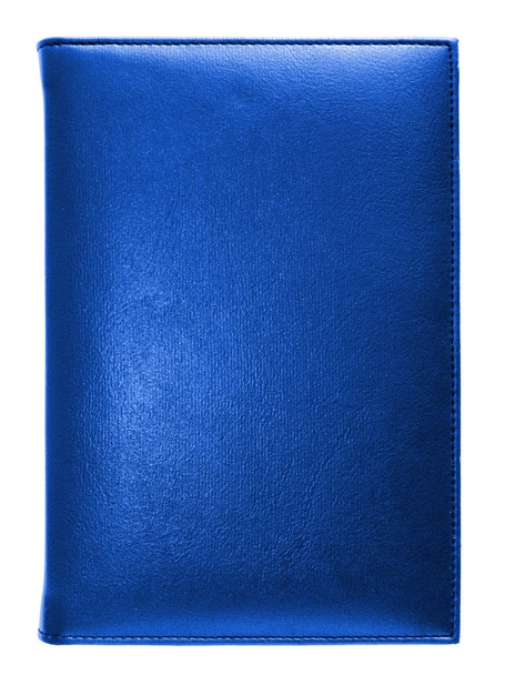 blaues Notizbuch aus Leder isoliert auf weißem Hintergrund - Foto, Bild