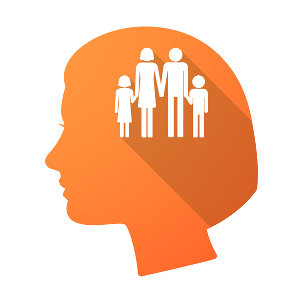 Довга тінь жіночої голови зі звичайною сімейною піктограмою
 - Вектор, зображення