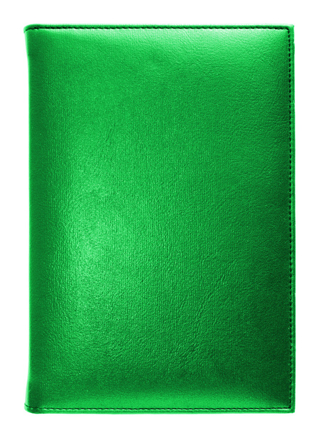 Carnet de notes en cuir vert isolé sur fond blanc
 - Photo, image