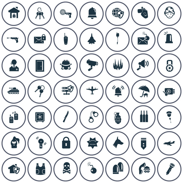 Set of forty nine military and police icons - Vector, Image