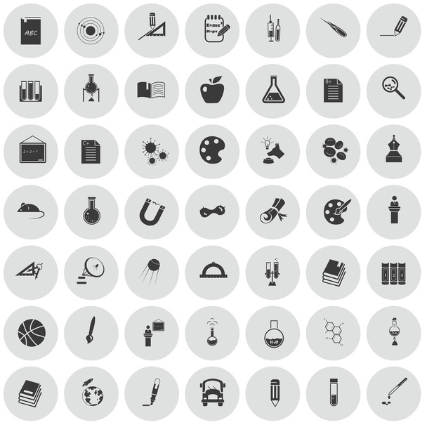 Conjunto de cuarenta y nueve iconos de la ciencia y la educación
 - Vector, imagen