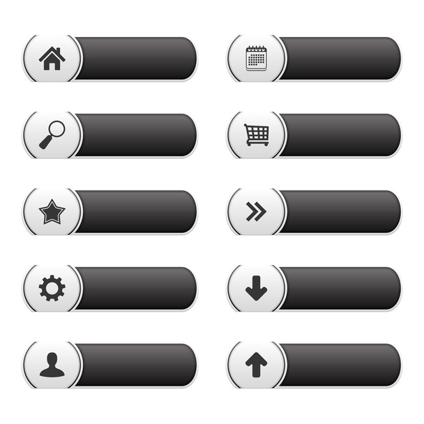 Black Buttons Set - Διάνυσμα, εικόνα