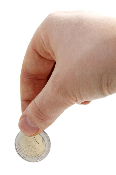 Mains avec des pièces en euros
 - Photo, image