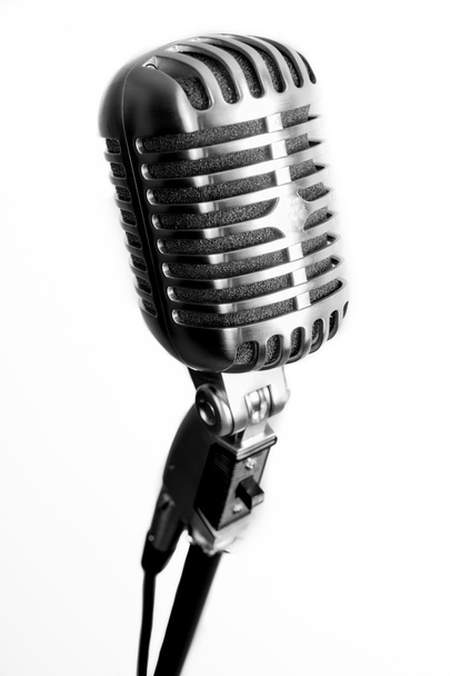 Vintage microphone on white background - Φωτογραφία, εικόνα