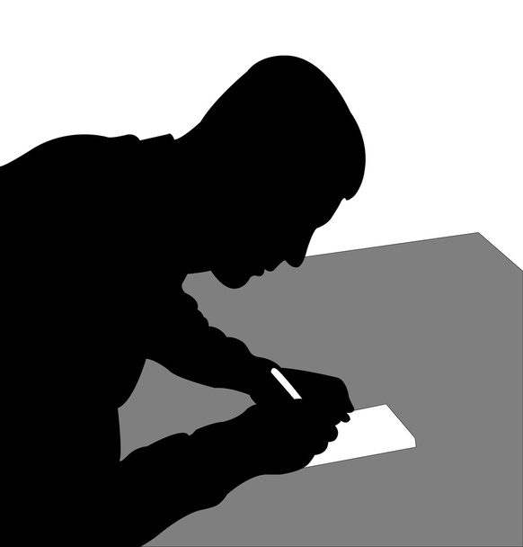 Человек пишет на бумаге
 - Вектор,изображение