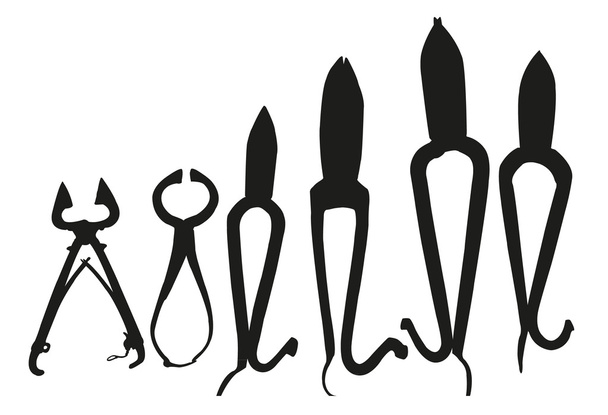 Silhouette noire d'outils : pinces, pinces à bague fendues, pinces coupantes en diagonale. Illustration vectorielle
 - Vecteur, image
