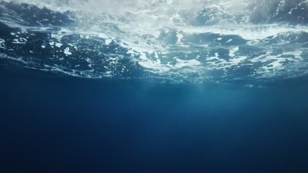 Hermosa vista submarina con rayos de luz natural en cámara lenta
 - Metraje, vídeo