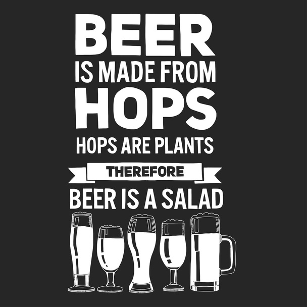 Illustration with quote about beer - Vector, Imagen