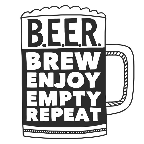 Hand drawn image with quote about beer - Vector, Imagen