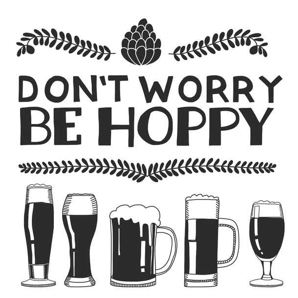 Hand drawn image with quote about beer - Vector, Image