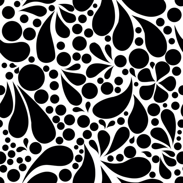 nahtloses Muster mit schwarzen Strudeln auf weißem Hintergrund - Vektor, Bild