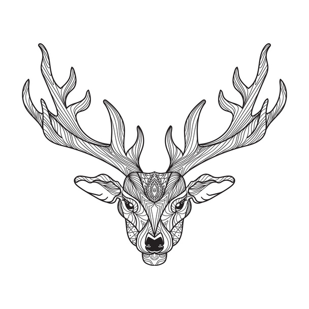 Deer head with horns - Διάνυσμα, εικόνα