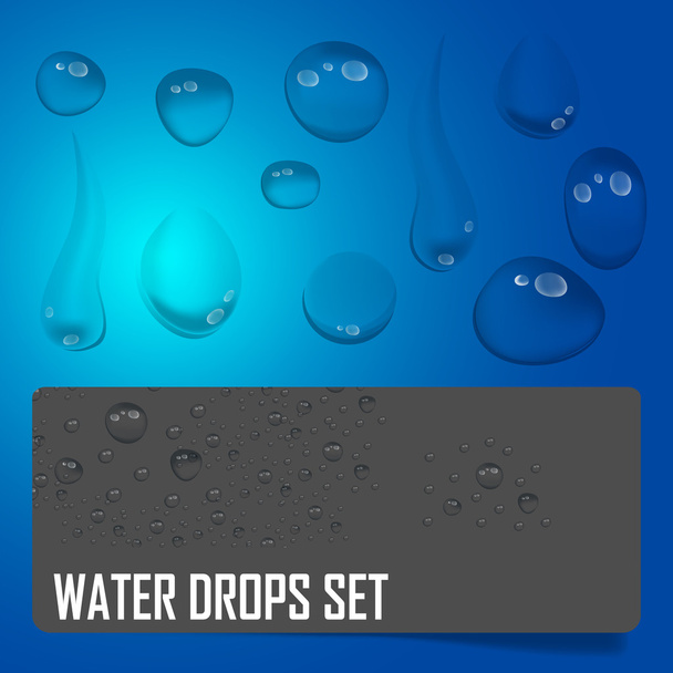 Rain fresh clear water drops realistic set isolated vector illus - Vector, Image