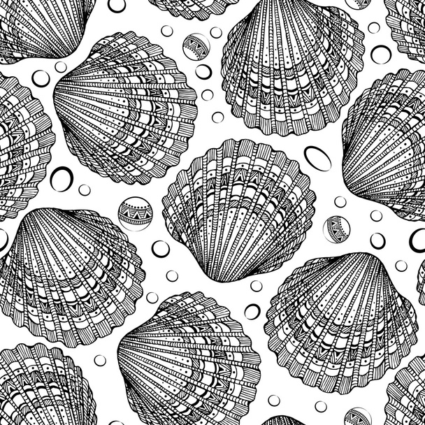 Seamless vector pattern of decorative seashells - Vector, Image