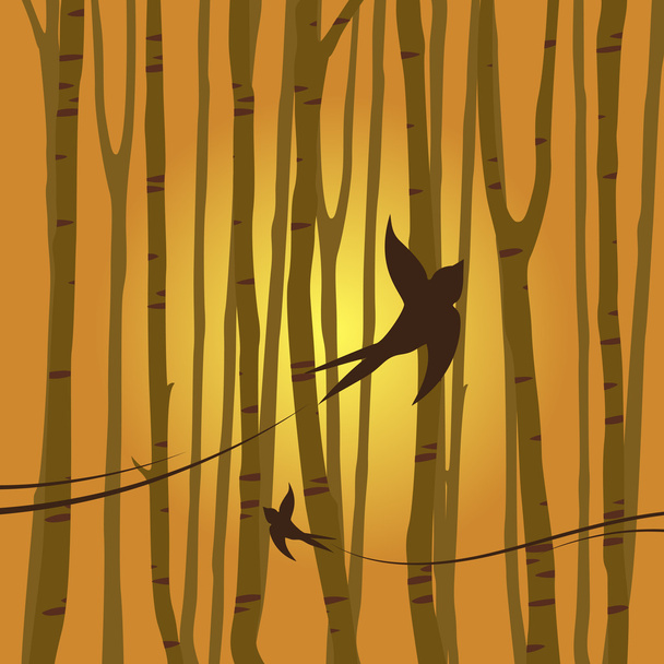 pták letící v lese - Vektor, obrázek