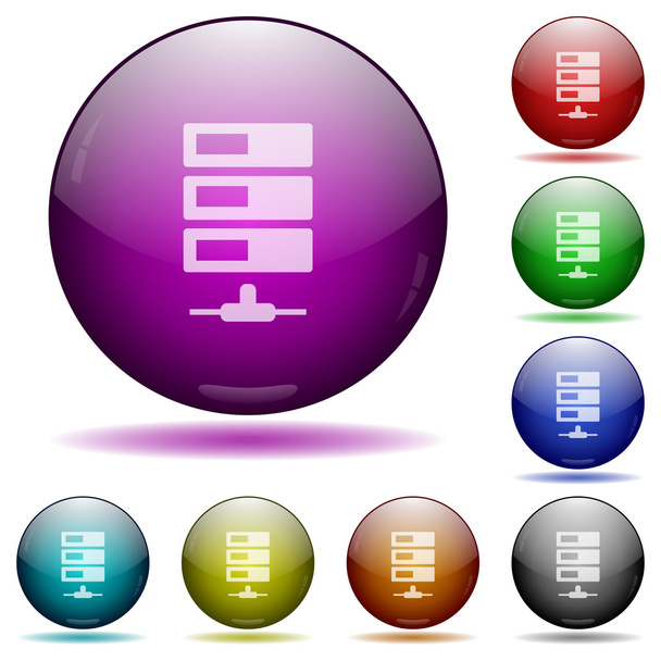 データ ネットワーク ガラス球ボタン - ベクター画像