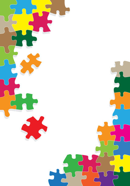 Colorful jigsaw puzzle vector background - Vector, imagen