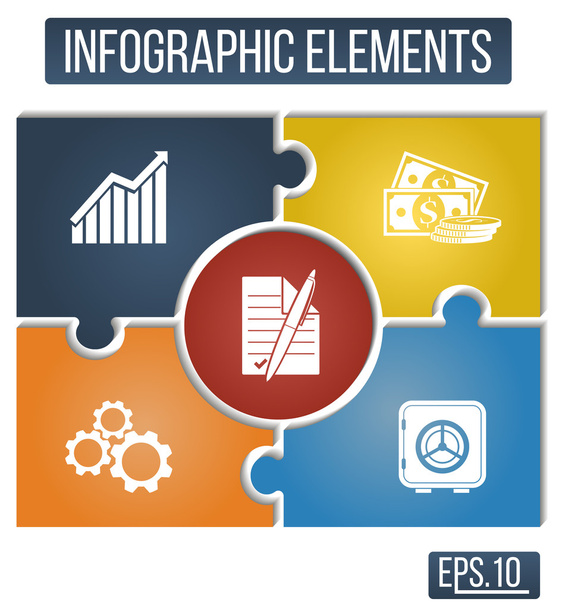 Ilustração infográfica com ícones de negócios integrados
 - Vetor, Imagem